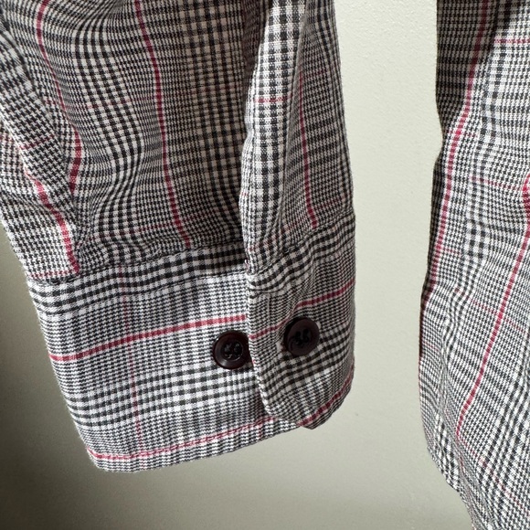 Gray Casual Button Down Shirt with Subtle Plaid - Picture 3 of 9